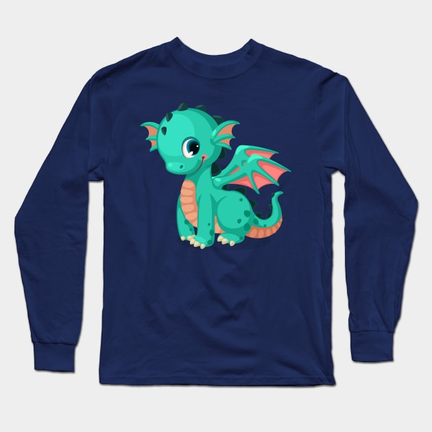 cute funny dragon Long Sleeve T-Shirt by Spring Moon